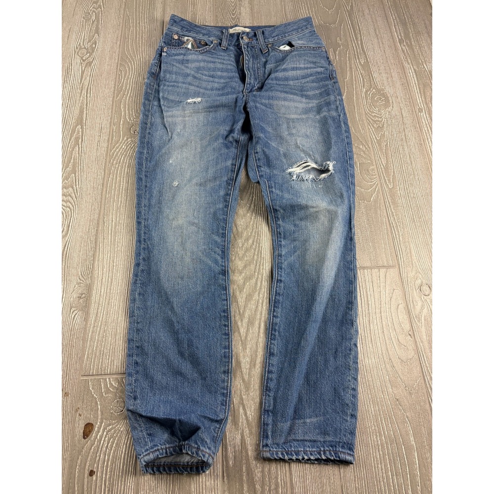 Madewell Rigid Skinny Jeans Blue Distressed High Rise Size 28 Inseam 27 Womens